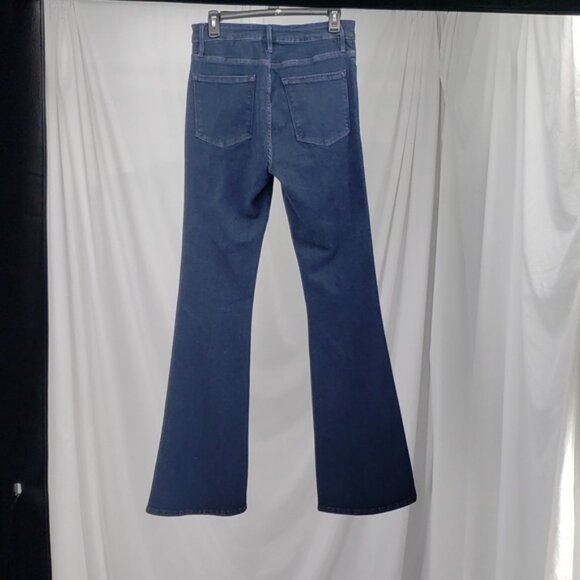 FRAME Women Le One Flare Jeans Keller Blue Stretch Denim Mid Rise Split 2 - Picture 7 of 14